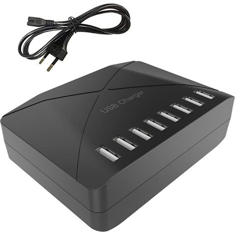 Chargeur USB 40 W, multi-USB à 8 ports, hub de charge avec détection intelligente, station de charge USB multi-ports, pour smartphones, tablettes et autres appareils (1/4)