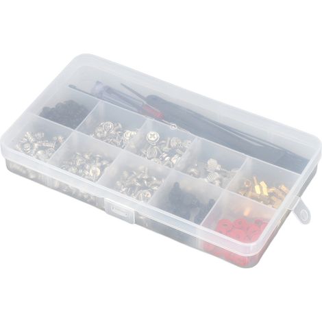 Lot de 362 vis PC inox avec colliers nylon, tournevis aimanté, rondelles et pinceau nettoyage pour réparation boîtier (1/5)