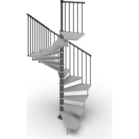 Escalier colimaçon 15 marches - Haut. à franchir 3.08 à 3.60m - Ø140cm - Trémie carrée - Structure grise et marches couleur béton - TEKLA140/SAMCIM-15