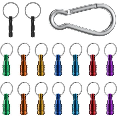 Porte-embouts 1/4" en alliage alu – 17 pièces – rallonge adaptateur de perçage, porte-clés portable, fermeture argentée (1/5)