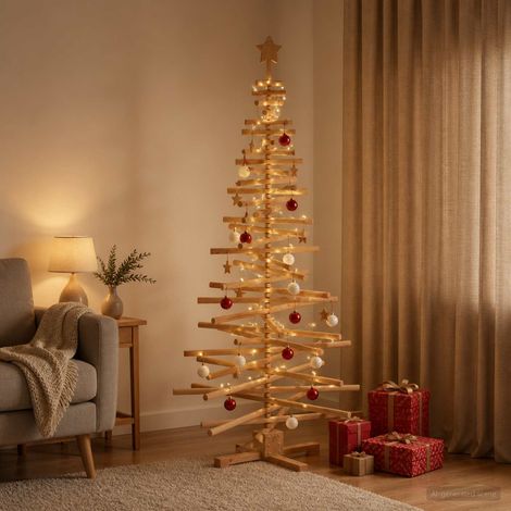 vidaXL Árbol de Navidad de madera KOTKA 180 cm Madera de Pino Maciza (1/5)