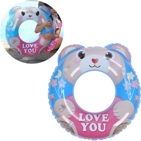 Bouée gonflable en PVC de qualité alimentaire avec motif dessin animé et embout anti-fuite, idéale pour la piscine en bord de mer. (1/5)