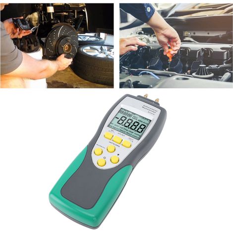 Ce manomètre différentiel numérique (±2,413 bar) convient pour tester le niveau de vide des pompes à vide de freins, des conduites de gaz, etc. (livré sans pile) (livré dans une boîte en carton). (1/5)