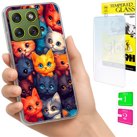 Funda para Motorola Edge 70 con foto, gráficos de gatos y cristal. (1/5)