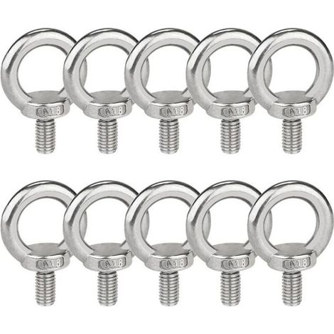 Boulons à œil M8 en acier inoxydable 304 - 10 pièces pour levage et marine (1/5)