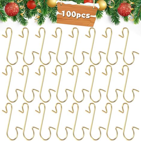 Packung mit 100 stabilen, S-förmigen Metallhaken für Weihnachtsdekorationen (1/5)