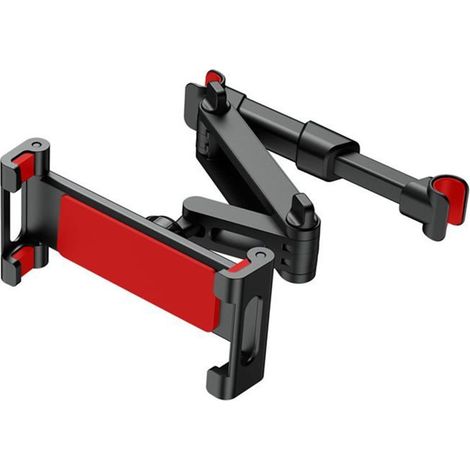 1 support pour téléphone et tablette voiture, télescopique noir rouge, pince à ressort, 5,5–10,2 pouces, appui-tête