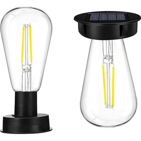 Lot de 2 Pièces de rechange pour lanterne solaire, Ampoule LED tungstène, Panneau solaire 7cm, Pour jardin et balcon (1/5)