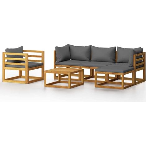 Set Divani da Giardino 6 pz con Cuscini in Massello di Acacia vidaXL