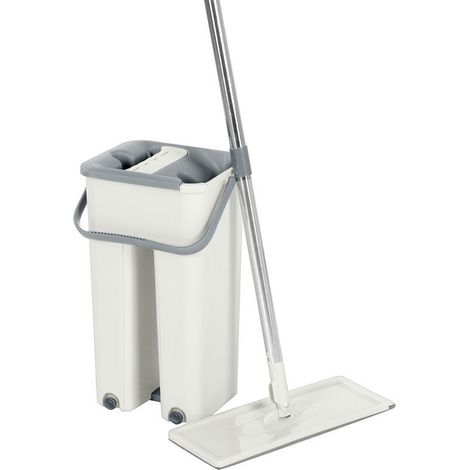 Set di secchi per mocio piatto rotanti a 360°, pulizia automatica del pavimento con effetto rimbalzo (albicocca ecc.) (1/2)