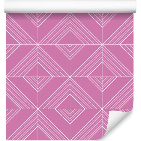 Carta da parati con motivo geometrico a rombi, dettagli raffinati, rosa cipria 50x1000 cm (1/5)