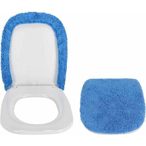 Housse de siège de Toilette en Velours 50X50 cm. Grande Taille Housse de Siège Eau, Housse de Siège Eau Universelle - Bluette (1/5)