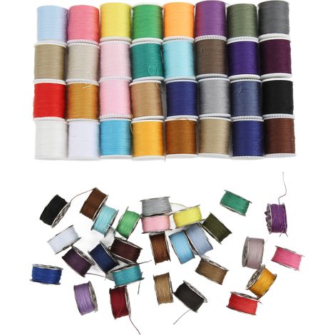 Ensemble de 60 fils à coudre multicolores en polyester, pratique et avec canette réutilisable pour machine à coudre. (1/5)