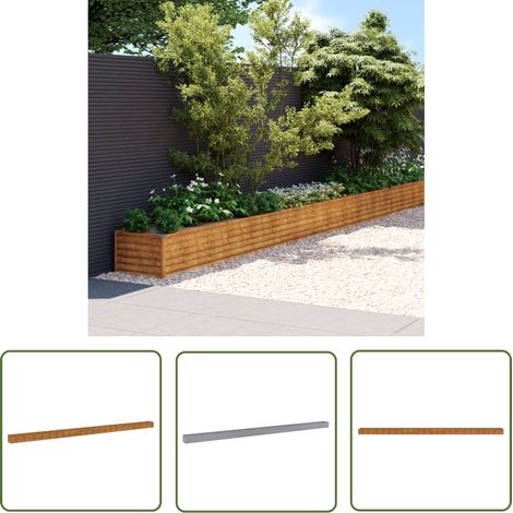 The Living Store Lit surélevé de jardin 960x50x36 cm acier corten - Jardiniere Exterieur - Bac A Fleurs - Lit Surélevé Jardin - Acier Corten - Plante Fleurie (1/5)