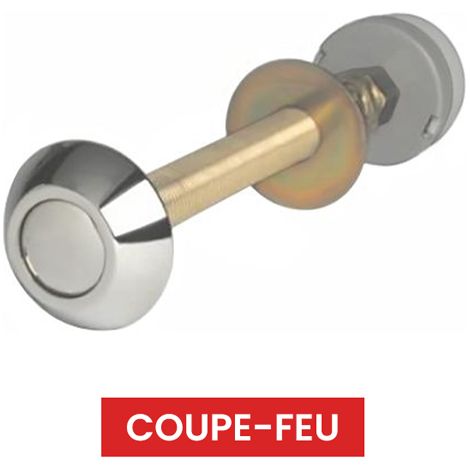 Bouton poussoir WC pneumatique simple-débit métallique chromé inviolable (1/3)