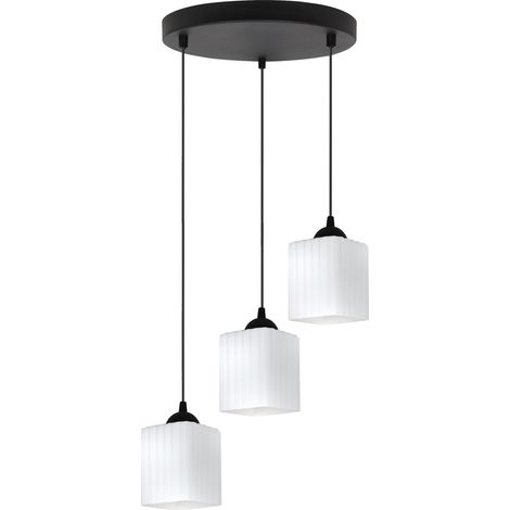 Suspension Riffle, noire, 3 lampes, cube blanc, E27 OW (1/5)