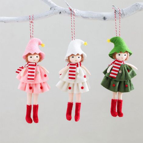 Lot De 3 Décorations D'anges De Noël En Peluche, À Suspendre, Pour La Maison, Les Anniversaires Et Les Fêtes. (1/5)