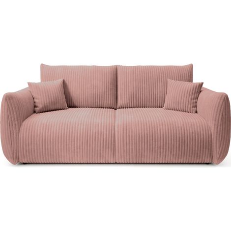 ELIO MINI - Canapé droit gros velours côtelé 2 places Rose (1/5)