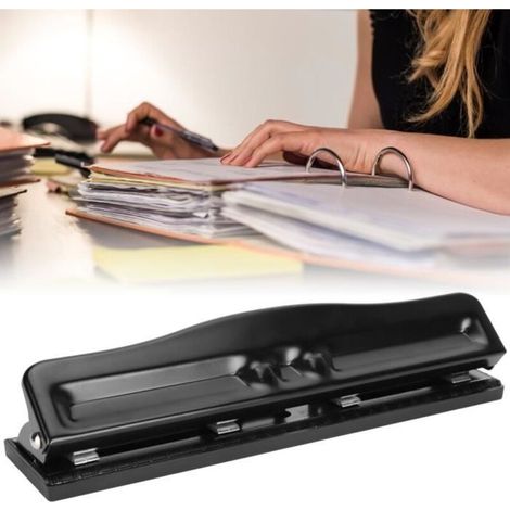Adjustable 4-Hole Hole Punch - 10-Sheet Capacity - Adjustable Spacing - Durable (1/4)