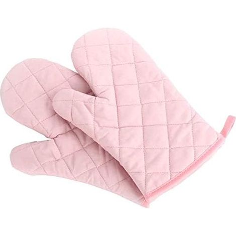 Paar dicke, hitzebeständige Küchenhandschuhe (rosa)