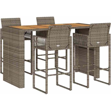 Maison Exclusive - Set Bar da Giardino 5pz senza Cuscini Nero in Polyrattan Acacia