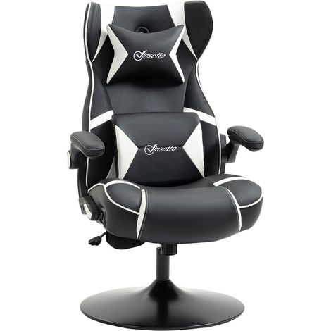 Gamingstuhl Mit Wippfunktion Höhenverstellbarer Bürostuhl, Ergonomischer Computerstuhl Mit Lautsprecher Lenden- Und Nackenstütze Kunstleder