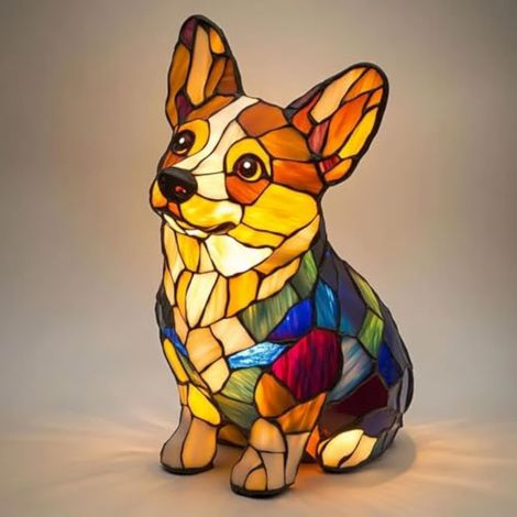 Lampe Led - Chien Figurine - Lampe De Nuit Décorative Pour Chambre À Coucher - Résine Colorée - 1 Pièce (1/2)