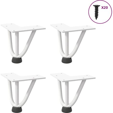 Haarnadelbeine für Couchtisch 4 Stk. Weiß 10 cm Massivstahl