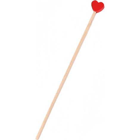 200 pièces - Agitateurs à boissons jetables - Agitateurs en bois rouges en forme de cœur - Agitateurs à cocktails jetables - 15,5 cm - Rouge (1/5)