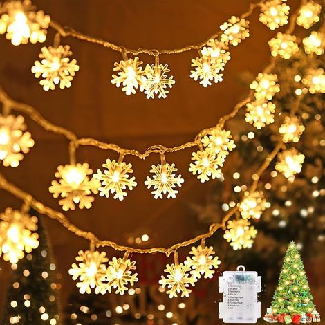 Guirlande Lumineuse Flocon de Neige, 6M 40 LED à Piles – 8 Modes d’éclairage avec Mémoire – Guirlande de Noël Intérieur Extérieur pour Sapin, Chambre, Jardin, Mariage, Fête, Chambre d'enfant (1/5)