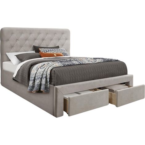 Cama Houston 1708, Beige, Doble, 160x200, Tapiz, Somieres, 167x216x118cm