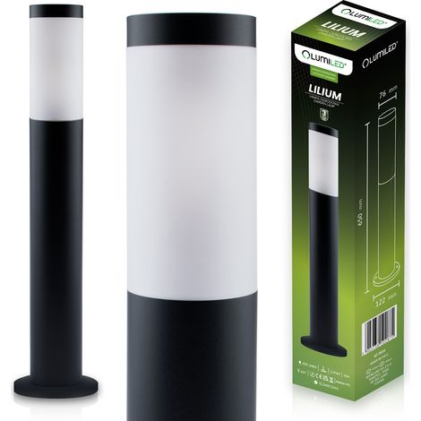 Lámpara de jardín exterior Lilium LUMILED E27, poste negro, 65 cm.