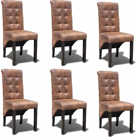 vidaXL Sillas de comedor 6 uds cuero sintético marrón (1/4)