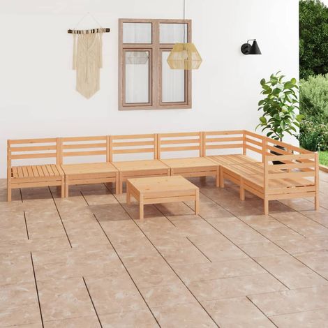 8-tlg. Garten-Lounge-Set Massivholz Kiefer (1/5)