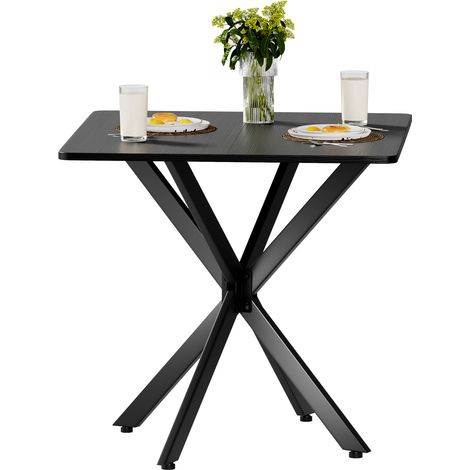 Tavolino quadrato moderno nero 80 x 80 x 75 cm con struttura a X in metallo (1/5)