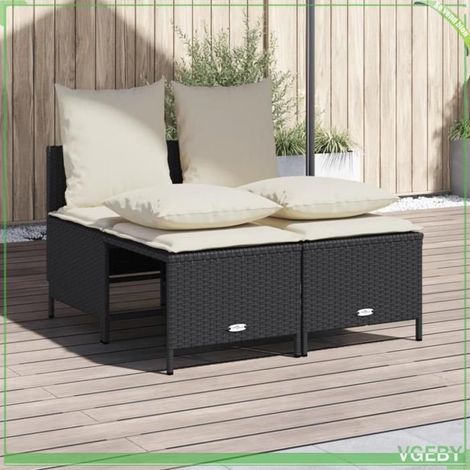 Salon de jardin 4 pièces - FAFEICY - 368380 - Résine tressée noir - Coussins déhoussables - Cadre acier enduit de poudre (1/5)