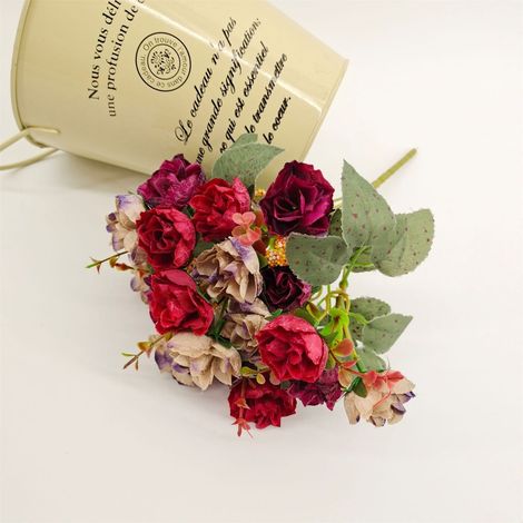 Roses - Bouquet De Fleurs Artificielles En Plastique - Pour Décoration Extérieure Intérieure Mariage Balcon Main Courante - 21 Pièces - 30 Cm (1/3)