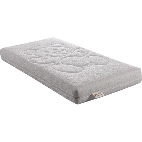 Bear Matelas bébé 60x120 cm Hauteur +/- 11 cm - Déhoussable 4 côtés Housse Lavable + Alese impermeable Offerte - bords renforcés - mousse striée - Hyppoallergénique - - plusieurs épaisseurs de mouss (1/5)