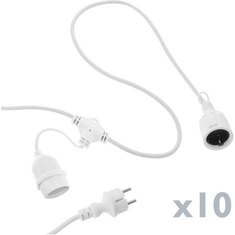 PrimeMatik - Guirnalda 10 bombillas luces con casquillo E27 exterior IP44 cable eléctrico de 5m extensible blanco (1/5)