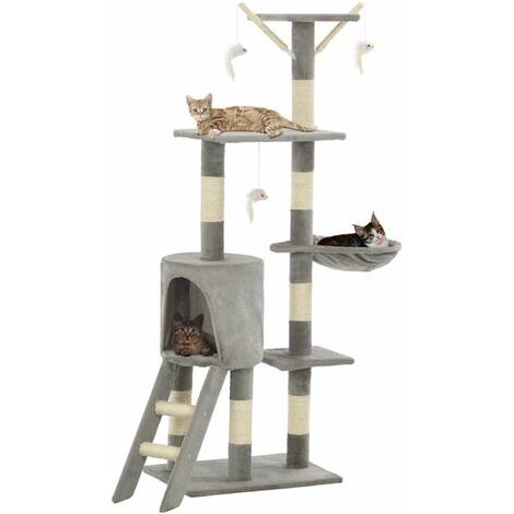 vidaXL Albero per Gatti con Tiragraffi in Sisal 138 cm Grigio (1/5)