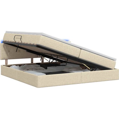 Maison Exclusive - Letto con contenitore LED e materasso Crema 200 x 200 cm (1/5)
