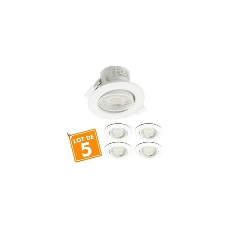 Kit da 5 faretti LED orientabili ad incasso, 8 W (equivalente a 75 W), luce calda 3000 K, angolo di illuminazione 60°, conforme alle norme CE, ROHS ed EMC