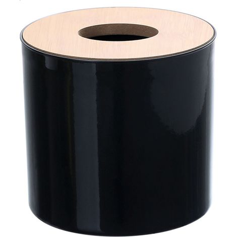Roll Tissue Box Holder Innovative Modern Concise Large Space Round Tissue Toilet Paper Dispenser for Bathroom Living Room Black (1/5)