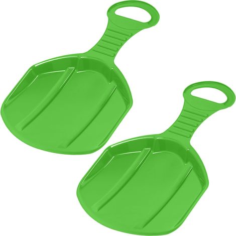 KOTARBAU® 2 pièces Luge - Plastique - 53x34x3,5 cm - Vert - Luge à Neige - Sled - Traineau a Neige Enfant et Adulte - Traineau Léger et Résistant - Poignée Ergonomique (1/5)