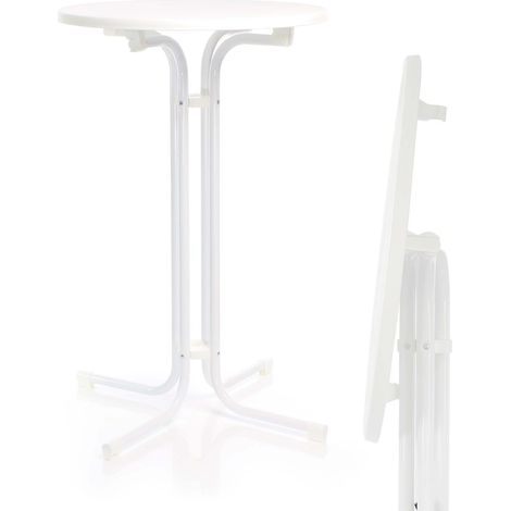 Toboli klappbarer Bistrotisch in Weiß Ø70cm runder Stehtisch Indoor/Outdoor Klapptisch 110cm hoch