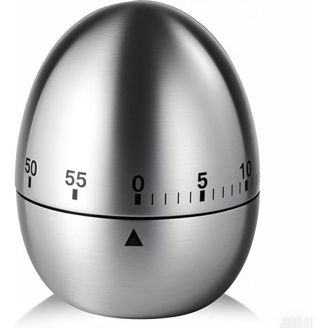 Minuterie Cuisine Minuteur Forme de Oeuf Alarme de Rotation Mécanique Manuelle Kitchen Timer Acier Inoxydable pour La Cuisine Cuisson Pâtisserie Sport (1/5)