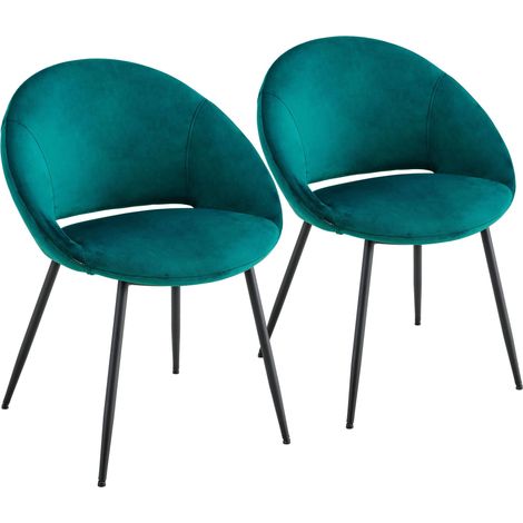 Lot de 2 chaises en acier et velours bleu (1/5)