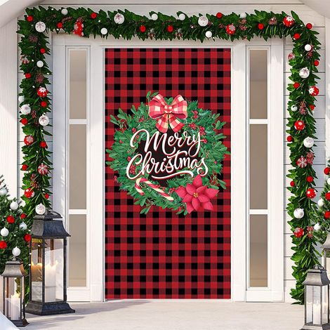 Nouvelle décoration adhésive de porte pour Noël, toile de fond festive, tapisserie murale pour porte de chambre, largeur de porte - SDMT-019 - 110 x 180 cm