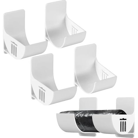 Set di 4 organizer da cucina non perforati, montaggio a parete, dispenser per sacchetti della spazzatura per riporre e organizzare gli accessori