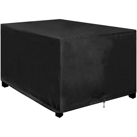 1 Housse De Protection Table Jardin 140x130x80cm Tissu Oxford 600D Imperméable Anti-UV Pour Mobilier Extérieur Noir